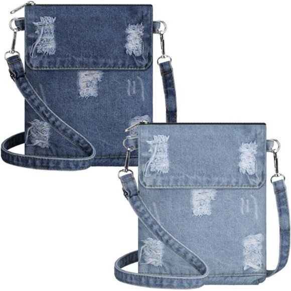 2 Pcs Small Denim Purses Crossbody Bags - Picture 1 of 7